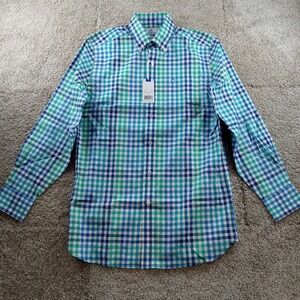 Southern Tide Shirt Mens Small Blue Green Graident Check Classic Fit Button Down